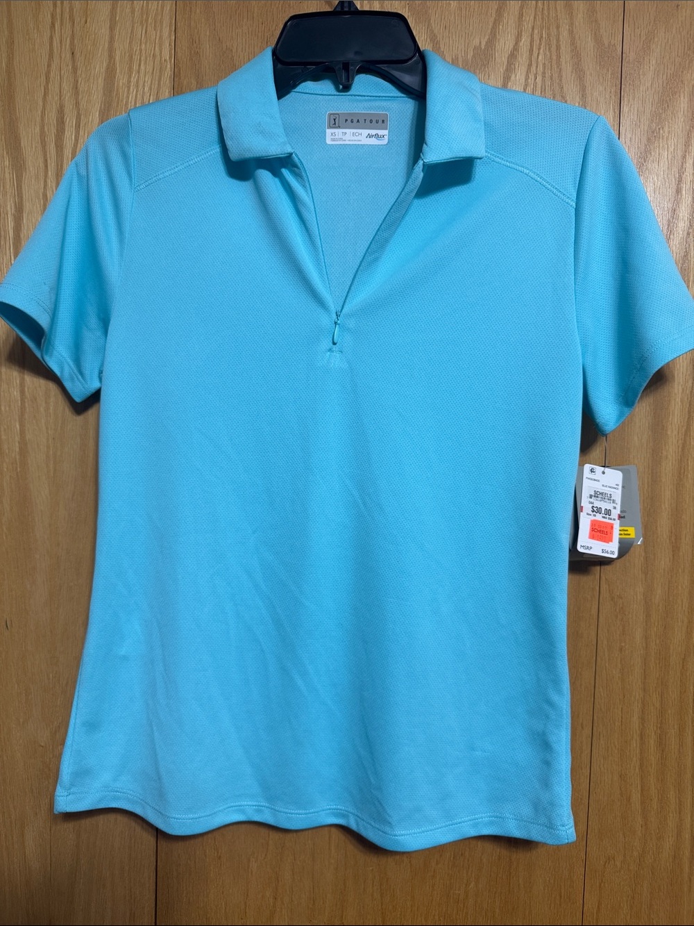 PGA TOUR Women's Aqua Zip-Front Airflux Short-Sleeve Polo